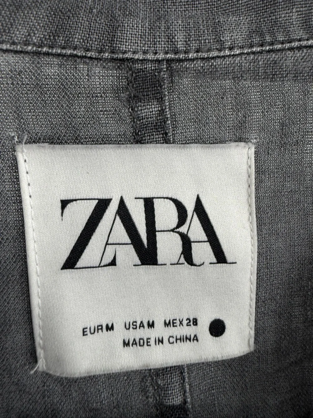 Zara 100%‎ Linen Washed Gray Short-Sleeve Utility Jumpsuit Medium